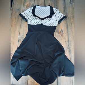 1950s Polka Dot Black and White Dress